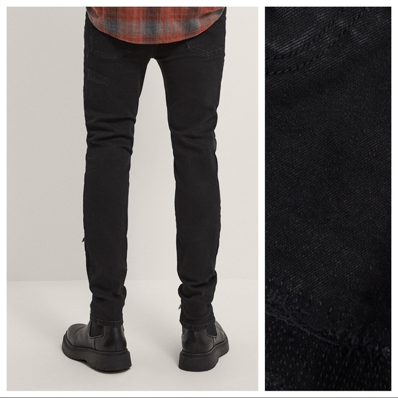NWT. Zara Man Black Ripped Skinny Jeans. Size 30. - Picture 4 of 11
